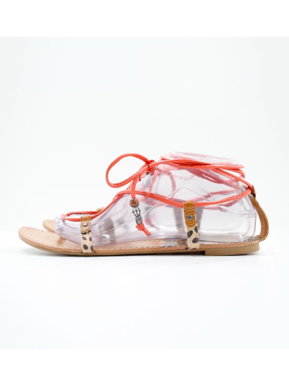 DV Dolce Vita Animal Print & Pink Patent Leather Flat Gladiator Sandals - 8.5